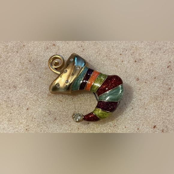 Anne Klein Multicolor Stocking Brooch with Gemstone - Picture 1 of 3